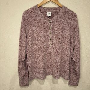 CAbi Long Sleeve Henley Top Burgundy Heather #4200 Soft Comfy Tee Women’s Size M
